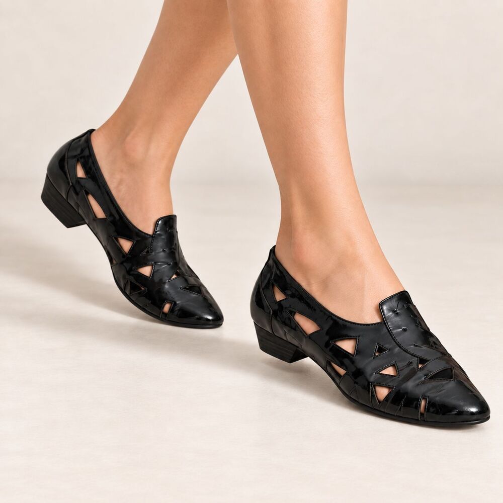 Jeffrey Campbell Ibiza Last Handmade Cut-Out Black Patent Oxford Shoes Size 9